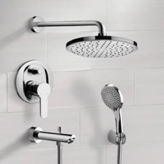 Tub and Shower Faucet Set with Handheld and Rain Shower Head